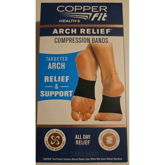 (2) Copper Fit Copper Infused Arch Relief & Support Compression Bands One Size - Picture 8 of 16